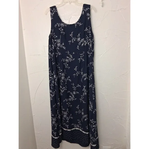 Vintage R & K Originals Floral Maxi Dress Size 16 Sleeveless Summer Travel - Picture 5 of 6